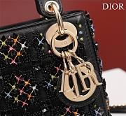 Fortok Dior Lady Lady Diana Three-color Bead Bag Black 17x15x7cm  - 3