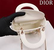 Fortok Dior Mini Lady Dior Bag Latte Calfskin Embroidered with Multicolor Small Flowers 17x15x7cm - 6