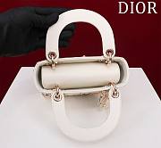 Fortok Dior Mini Lady Dior Bag Latte Calfskin Embroidered with Multicolor Small Flowers 17x15x7cm - 5