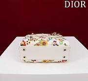 Fortok Dior Mini Lady Dior Bag Latte Calfskin Embroidered with Multicolor Small Flowers 17x15x7cm - 4