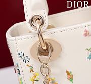 Fortok Dior Mini Lady Dior Bag Latte Calfskin Embroidered with Multicolor Small Flowers 17x15x7cm - 3