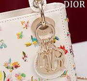 Fortok Dior Mini Lady Dior Bag Latte Calfskin Embroidered with Multicolor Small Flowers 17x15x7cm - 2