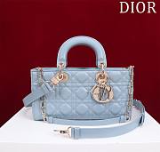  Fortok Dior Lady D-joy Lambskin Cannage Bag In Blue 26x13.5x5cm - 1