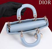  Fortok Dior Lady D-joy Lambskin Cannage Bag In Blue 26x13.5x5cm - 6