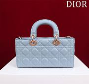  Fortok Dior Lady D-joy Lambskin Cannage Bag In Blue 26x13.5x5cm - 4
