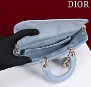  Fortok Dior Lady D-joy Lambskin Cannage Bag In Blue 26x13.5x5cm - 3