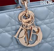  Fortok Dior Lady D-joy Lambskin Cannage Bag In Blue 26x13.5x5cm - 2