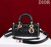 Fortok Dior Lady D-Joy Lambskin Cannage Bag Black 22x12x6cm - 1