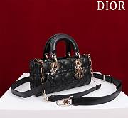 Fortok Dior Lady D-Joy Lambskin Cannage Bag Black 22x12x6cm - 6