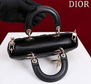 Fortok Dior Lady D-Joy Lambskin Cannage Bag Black 22x12x6cm - 4