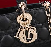 Fortok Dior Lady D-Joy Lambskin Cannage Bag Black 22x12x6cm - 2