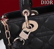 Fortok Dior Lady D-Joy Lambskin Cannage Bag Black 22x12x6cm - 3