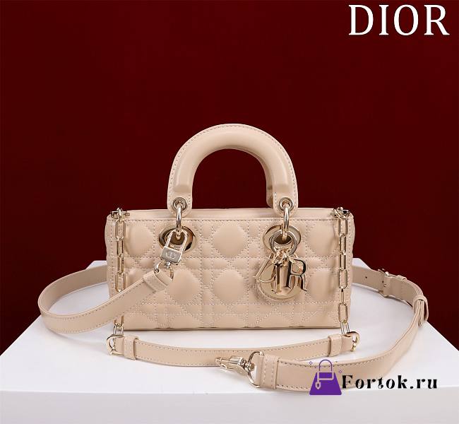 Fortok Dior Lady D-Joy Lambskin Cannage Bag Beige 22x12x6cm - 1