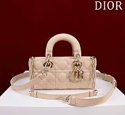Fortok Dior Lady D-Joy Lambskin Cannage Bag Beige 22x12x6cm - 1