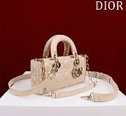 Fortok Dior Lady D-Joy Lambskin Cannage Bag Beige 22x12x6cm - 5