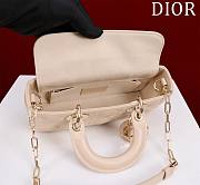 Fortok Dior Lady D-Joy Lambskin Cannage Bag Beige 22x12x6cm - 4