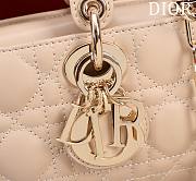 Fortok Dior Lady D-Joy Lambskin Cannage Bag Beige 22x12x6cm - 2