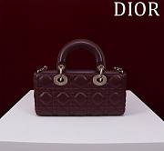 Fortok Dior Lady D-Joy Lambskin Cannage Bag Burgundy 22x12x6cm - 6