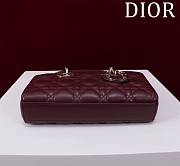 Fortok Dior Lady D-Joy Lambskin Cannage Bag Burgundy 22x12x6cm - 5