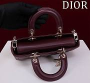 Fortok Dior Lady D-Joy Lambskin Cannage Bag Burgundy 22x12x6cm - 4