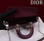 Fortok Dior Lady D-Joy Lambskin Cannage Bag Burgundy 22x12x6cm - 3