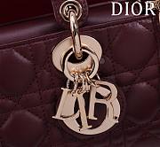 Fortok Dior Lady D-Joy Lambskin Cannage Bag Burgundy 22x12x6cm - 2
