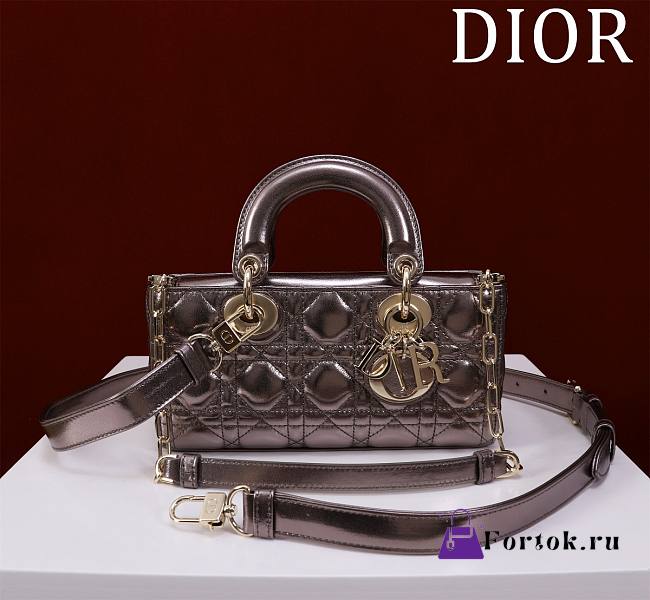 Fortok Dior Lady D-Joy Bag Metallic Purple 22x12x6cm - 1