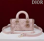 Fortok Dior Lady D-Joy Lambskin Cannage Bag Light Pink 22x12x6cm - 1