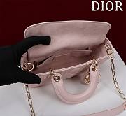 Fortok Dior Lady D-Joy Lambskin Cannage Bag Light Pink 22x12x6cm - 3