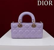 Fortok Dior Lady D-Joy Lambskin Cannage Bag Purple 22x12x6cm - 6