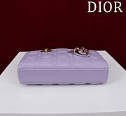 Fortok Dior Lady D-Joy Lambskin Cannage Bag Purple 22x12x6cm - 5
