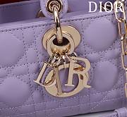 Fortok Dior Lady D-Joy Lambskin Cannage Bag Purple 22x12x6cm - 2