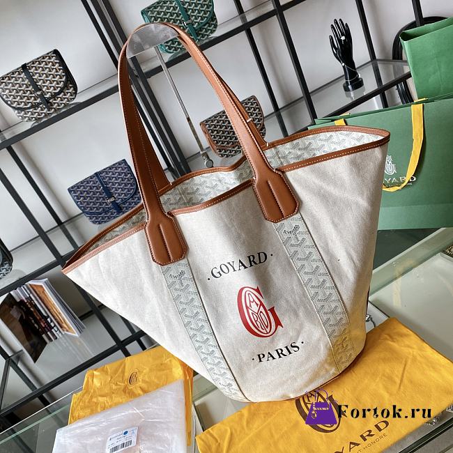 Fortok Goyard Belharra Reversible Tote Bag White 57x27x35cm - 1