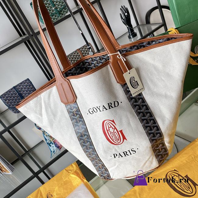 Fortok Goyard Belharra Reversible Tote Bag White and Black 57x27x35cm - 1
