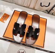 Fortok Hermes Women Oran Sandal in Braided Calfskin with Iconic H Cut-Out-Black - 1