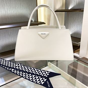 Fortok Prada Spazzolato Handbag in White 1BA327 33x18x13.5cm