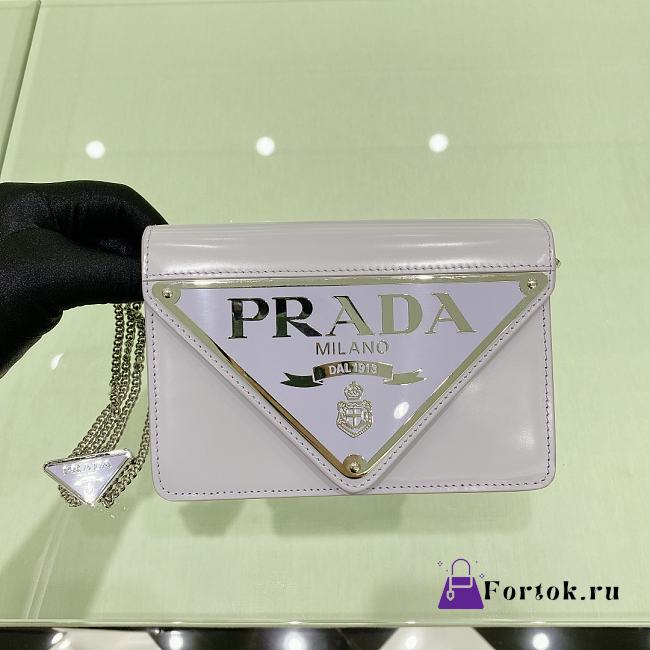 Fortok Prada Brushed leather Shoulder Bag in Light Purple 1BH189 17x9.5x3.5cm - 1