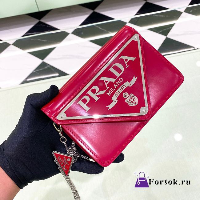 Fortok Prada Brushed leather Shoulder Bag in Red 1BH189 17x9.5x3.5cm - 1