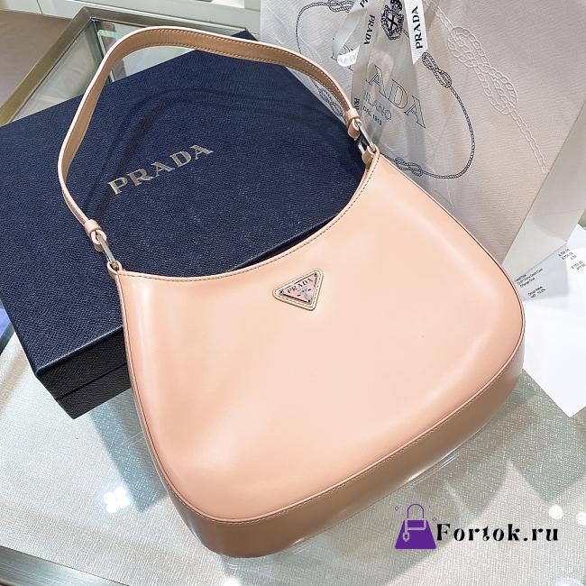 Fortok Prada Cleo Brushed Leather Shoulder Bag Beige 27cm - 1
