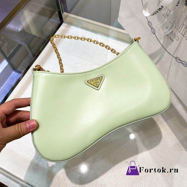 Fortok Prada Hobo Calfskin Armpit Bag In Green 25.5x15.5x4cm - 1