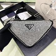 Fortok Prada Crystal Triangle Bag Black 1BH190 26x14x12cm - 1