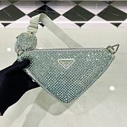 Fortok Prada Crystal Triangle Bag Green 1BH190 26x14x12cm - 1