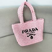 Fortok Prada Metallic Small Crochet Tote Bag in Pink 24x24x8cm - 1