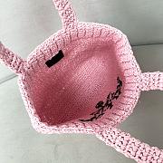 Fortok Prada Metallic Small Crochet Tote Bag in Pink 24x24x8cm - 5