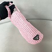 Fortok Prada Metallic Small Crochet Tote Bag in Pink 24x24x8cm - 3