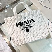Fortok Prada Metallic Small Crochet Tote Bag in White 24x24x8cm - 1