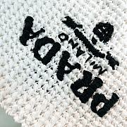 Fortok Prada Metallic Small Crochet Tote Bag in White 24x24x8cm - 6