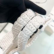 Fortok Prada Metallic Small Crochet Tote Bag in White 24x24x8cm - 4