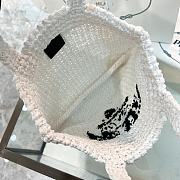 Fortok Prada Metallic Small Crochet Tote Bag in White 24x24x8cm - 2