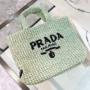 Fortok Prada Metallic Small Crochet Tote Bag in Green 24x24x8cm - 1